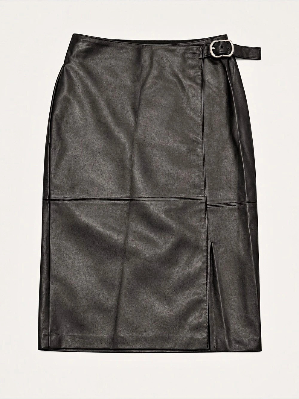 White House Black Market Faux Leather Wrap Skirt Black Size 8